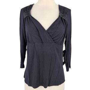 SALE Daisy Fuentes Desert Diamond Sequined Shoulder Top Black Large NWT!